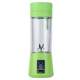 USB Rechargeable Electric Automatic Vegetable Fruit Citrus Orange Juice Maker Cup Mixer Bottle (380ML)(6 Blades Green)