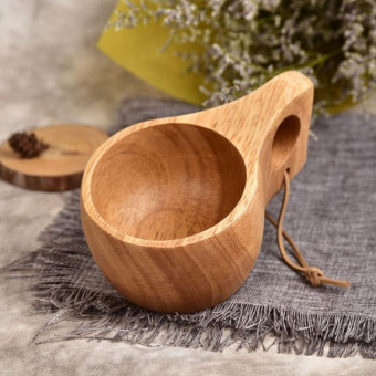 Hand Made Wood Tableware Green Wooden Cup, Capacity:101-200ml(Single Hole)