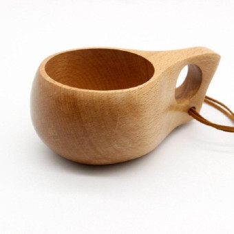Hand Made Wood Tableware Green Wooden Cup, Capacity:101-200ml(Single Hole)