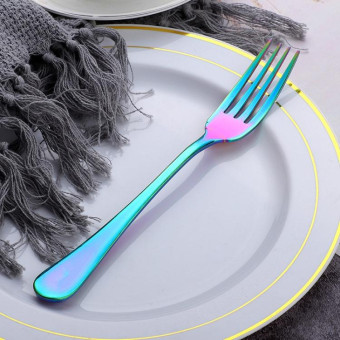 Cake Fruit Fork Dinner Salad Tableware Stainless Steel Fork(Colorful)