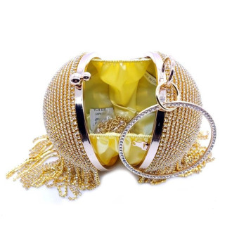 Diamond Tassel Women Party Metal Crystal Clutches Evening Bags Wedding Bag Bridal Shoulder Handbag(Black Crystal Bag)
