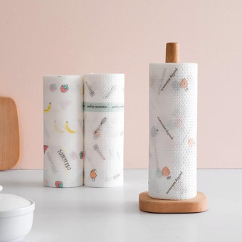 Washable Printed Lazy Rag Kitchen Non-woven Towel Wet and Dry Dual-use Clean Degreasing Disposable DishCloth(White)