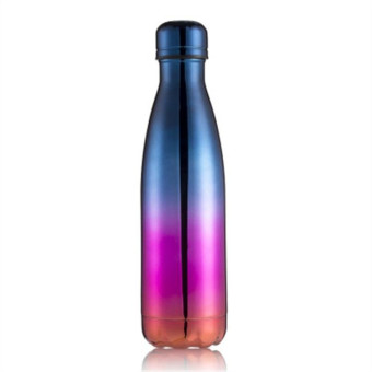 Thermal Cup Vacuum Flask Heat Water Bottle Portable Stainless Steel Sports Kettle, Capacity:500ml(Blue Purple Gold)