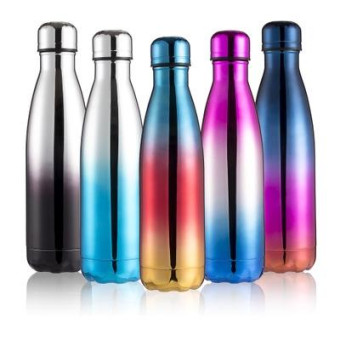 Thermal Cup Vacuum Flask Heat Water Bottle Portable Stainless Steel Sports Kettle, Capacity:500ml(Blue Purple Gold)