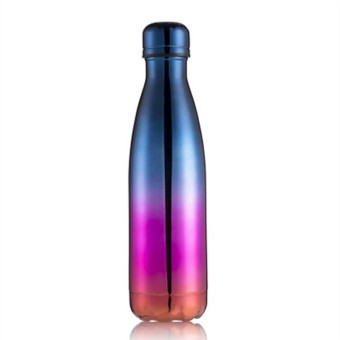 Thermal Cup Vacuum Flask Heat Water Bottle Portable Stainless Steel Sports Kettle, Capacity:500ml(Blue Purple Gold)