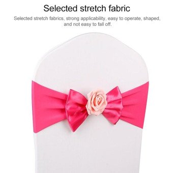 Wedding Chair Cover Sash Satin Fabric Bow Tie Ribbon Band Decoration Hotel Wedding Party Ceremony Banquet Supplies(Fuchsia)