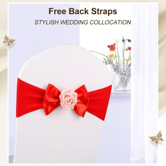 Wedding Chair Cover Sash Satin Fabric Bow Tie Ribbon Band Decoration Hotel Wedding Party Ceremony Banquet Supplies(Golden)