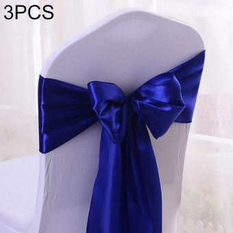 3 PCS Satin Fabric Chair Bows Wedding Chairs Knot Decoration(Royal blue)