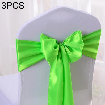 3 PCS Satin Fabric Chair Bows Wedding Chairs Knot Decoration(Fruit Green)