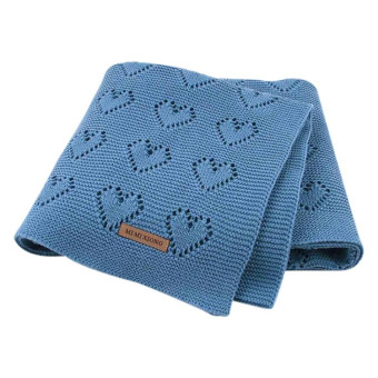 Multifunctional Baby Knit Love Hollow Windproof Air Conditioner Blanket Cover, Size:100x80cm(Denim Blue)