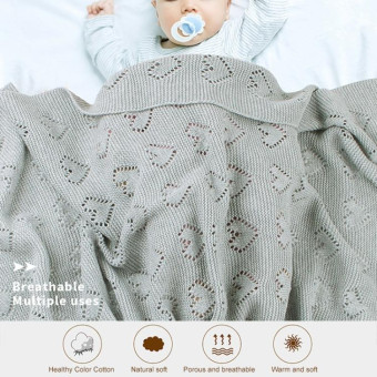 Multifunctional Baby Knit Love Hollow Windproof Air Conditioner Blanket Cover, Size:100x80cm(Camel)