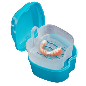 Cleaning Teeth Case Dental False Teeth Storage Box(Light Blue)