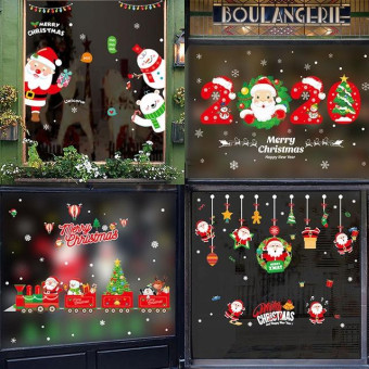 Christmas Wall Stickers Window Glass Festival Wall Stickers Santa Mural New Year Home Decoration(Santa Claus)