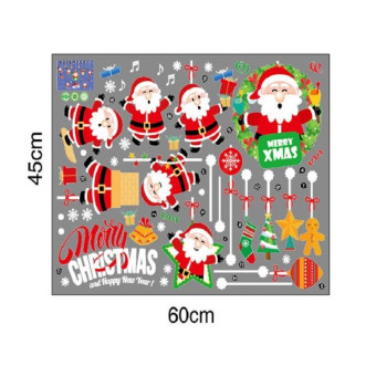 Christmas Wall Stickers Window Glass Festival Wall Stickers Santa Mural New Year Home Decoration(Gift Box Santa)
