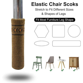 4pcs/packChair Legs Knitted Non-Slip Floor Protection Cap Anti-Scratch Socks Cover(Black)