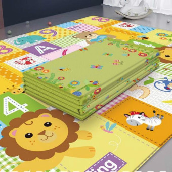 Baby Children Cartoon Thick Folding Comfortable Crawling Mat Game Pad(Lion King + Green World)