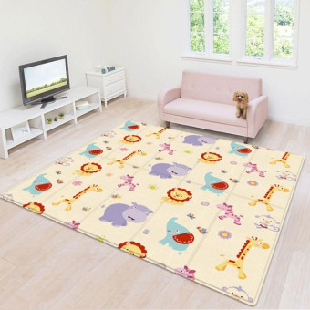 Baby Children Cartoon Thick Folding Comfortable Crawling Mat Game Pad(Lion King + Green World)
