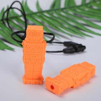 Silicone Robot Teether Baby Chewing Sensory Pendant Necklace(Orange)