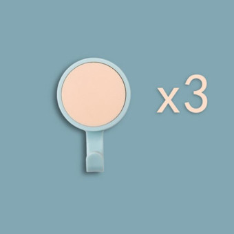 3pcs/pack Rotatable Wall-mounted Kitchen Hook Suction Cup without Trace Pasting Door Load-bearing Punch-Free Sticky Hook(Light Pink + Light Blue)