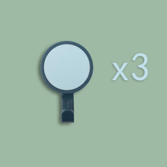 3pcs/pack Rotatable Wall-mounted Kitchen Hook Suction Cup without Trace Pasting Door Load-bearing Punch-Free Sticky Hook(Light Blue + Dark Blue)