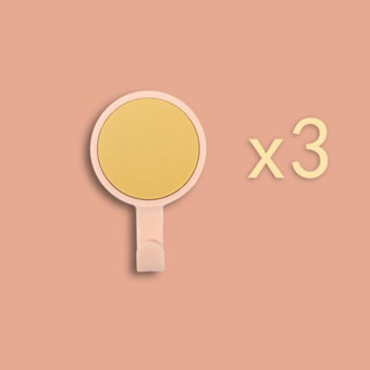 3pcs/pack Rotatable Wall-mounted Kitchen Hook Suction Cup without Trace Pasting Door Load-bearing Punch-Free Sticky Hook(Light Pink + Yellow)