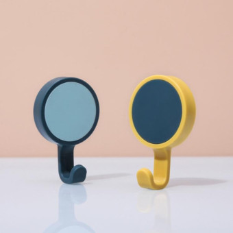 3pcs/pack Rotatable Wall-mounted Kitchen Hook Suction Cup without Trace Pasting Door Load-bearing Punch-Free Sticky Hook(Light Pink + Yellow)