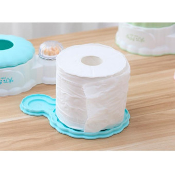 Living Room Round Plastic Retractable Tissue Box Household Multi-functional Drawer Box with Toothpick Box(Blue)