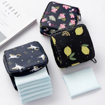 Travel Portable Sanitary Napkin Thickened Storage Bag(Cactus)