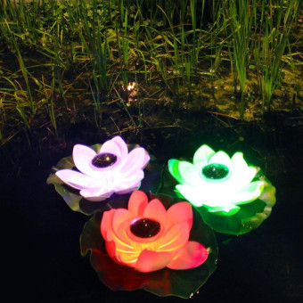 Solar Outdoor Waterproof Floating Light Garden Courtyard Lotus Light(Pink)