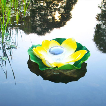 Solar Outdoor Waterproof Floating Light Garden Courtyard Lotus Light(Light Yellow)