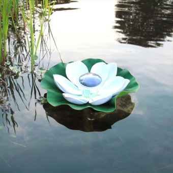 Solar Outdoor Waterproof Floating Light Garden Courtyard Lotus Light(White)