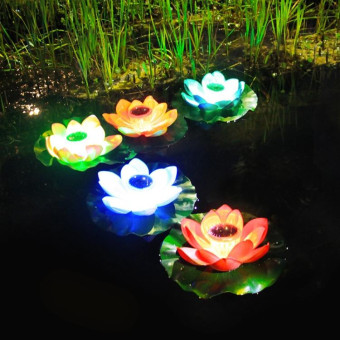 Solar Outdoor Waterproof Floating Light Garden Courtyard Lotus Light(Purple)