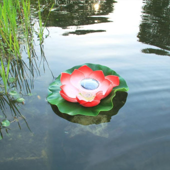 Solar Outdoor Waterproof Floating Light Garden Courtyard Lotus Light(Red)