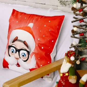 Christmas Ornaments Flannel Pillowcase Cartoon Printing Square Pillowcase Without Pillow Core(Elderly)