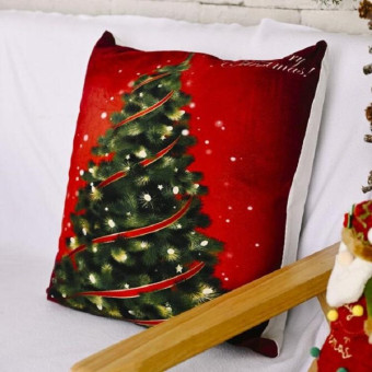 Christmas Ornaments Flannel Pillowcase Cartoon Printing Square Pillowcase Without Pillow Core(Christmas Tree)