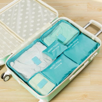 6 PCS/Set Travel Bag ClothesLuggage Organizer High Capacity Mesh Packing Cubes(Blue)