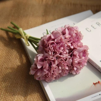 5 Heads Fake Flowers Artificial Flowers Peony Bouquet for Wedding and Home Decoration(Purple)