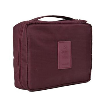 Convenient Travel Cosmetic Makeup Toiletry Case Wash Organizer Storage Pouch Bag(Wine red)