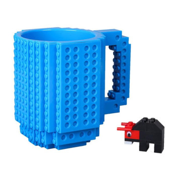 Building Blocks Design Creative Milk Mug Coffee Cup Build-on Brick Drinking Water Holder, Value:301-400ml(Blue)