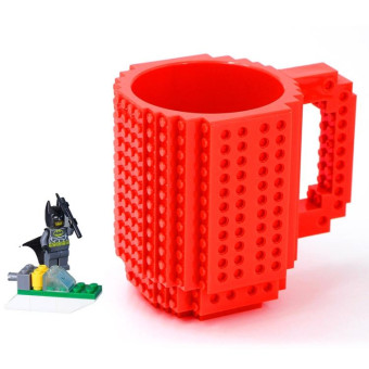 Building Blocks Design Creative Milk Mug Coffee Cup Build-on Brick Drinking Water Holder, Value:301-400ml(Red)
