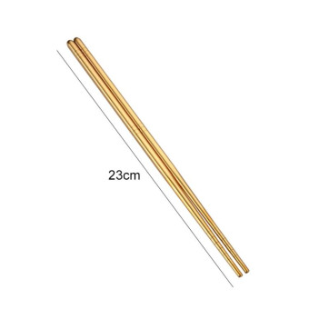 1 Pair Stainless Steel Tableware Colorful Reusable Metal Chopsticks Dishware, Length:23cm(Gold)