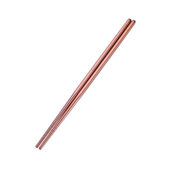 1 Pair Stainless Steel Tableware Colorful Reusable Metal Chopsticks Dishware, Length:23cm(Rose Gold)
