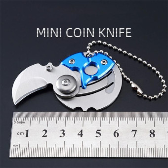 Portable Mini Folding Blade Knife Pocket Small Outdoor Military Survival Knifes Keychain Multitool Self Defense(Blue)