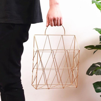 Nordic Style Magazine Holder File Book Rack Desktop Hanging Shelf(Gold)
