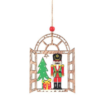 Christmas Decorations Walnut Soldiers Wooden Shopping Mall Hotel Window Scene Decoration Christmas Tree Pendant(A)