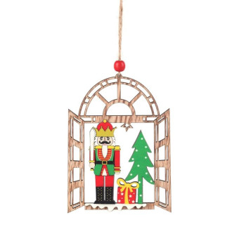 Christmas Decorations Walnut Soldiers Wooden Shopping Mall Hotel Window Scene Decoration Christmas Tree Pendant(A)