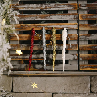 5pcs/bag Christmas Decorations Colorful Ice Bar Pendant Small Tree Threaded Ornament(Red)