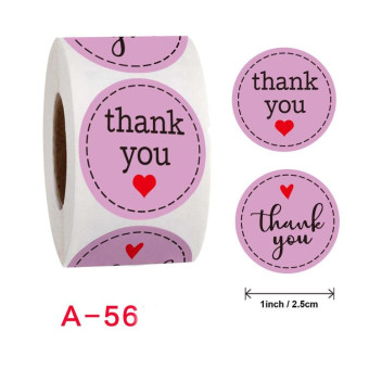 Roll Seal Sticker Thank You Sticker Flower Decoration Sticker Label, Size: 2.5cm / 1inch(A-56)
