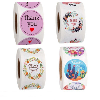 Roll Seal Sticker Thank You Sticker Flower Decoration Sticker Label, Size: 2.5cm / 1inch(A-56)