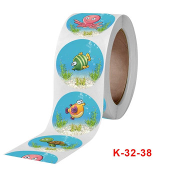 Roll Children Animal Cartoon Stickers Holiday Decoration Label, Size: 3.8cm / 1.5inch(K-32-38)